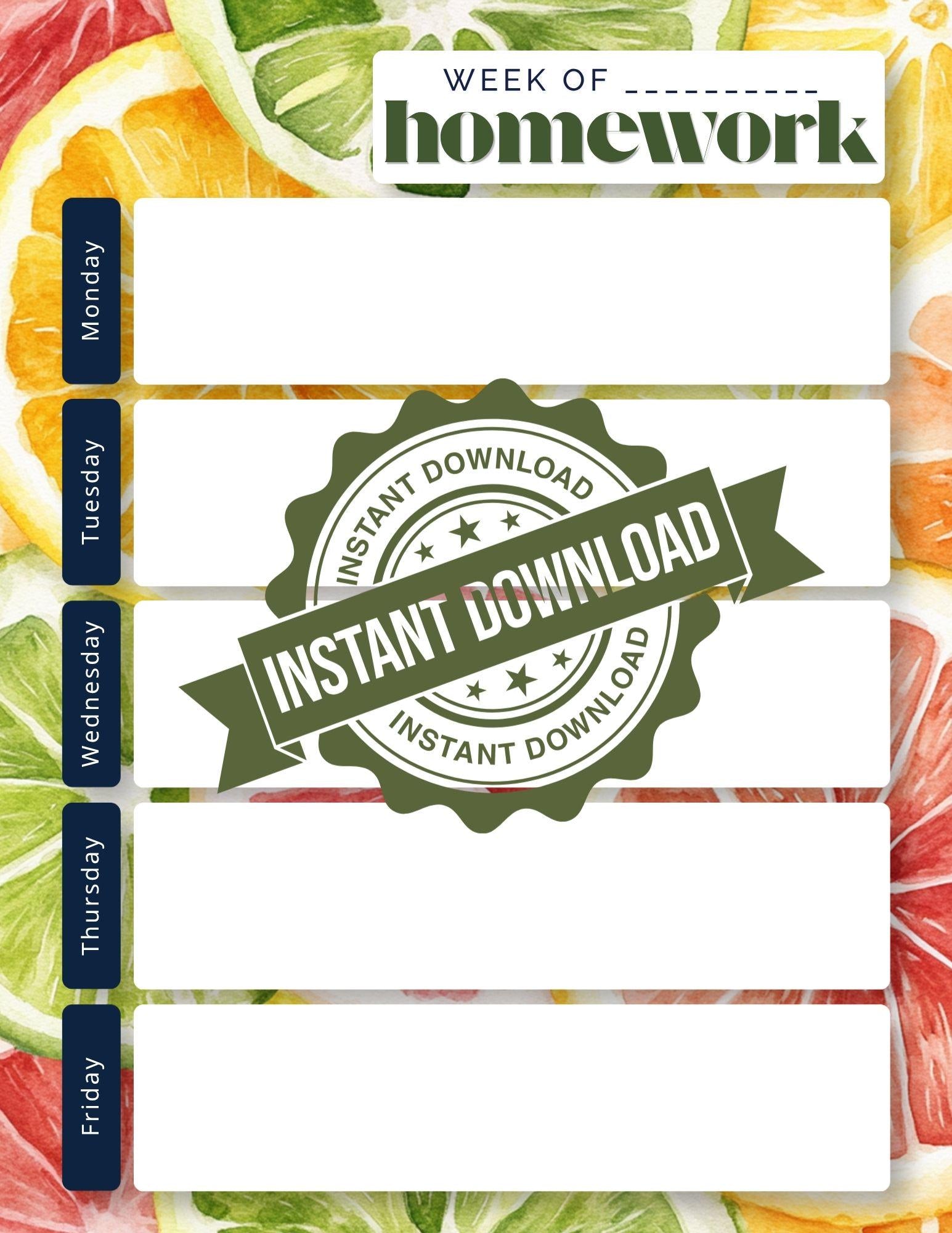 BUNDLE: Weekly Homework Undated Notepad | Back to School Organization | Fruit, Ice Cream, Candy, Desserts