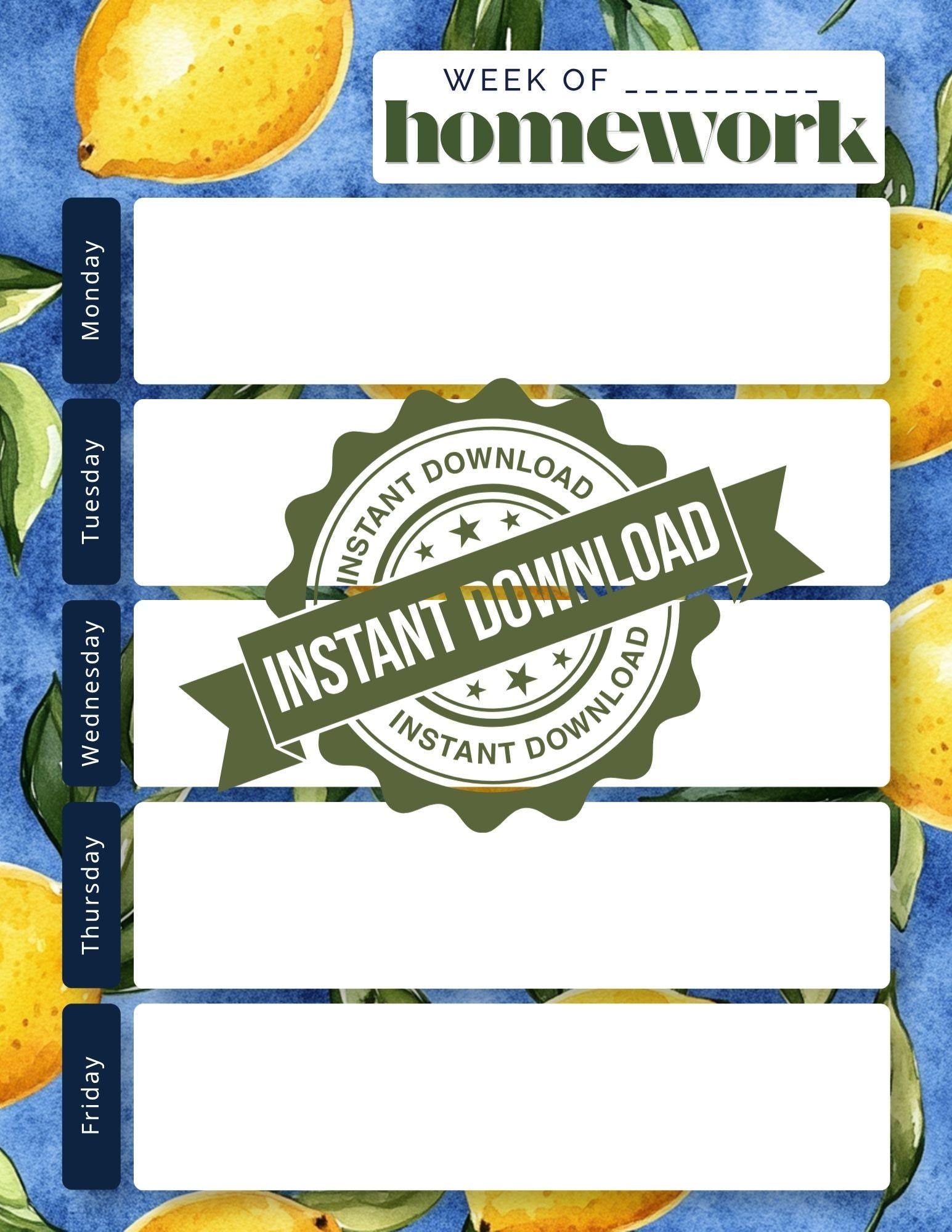 BUNDLE: Weekly Homework Undated Notepad | Back to School Organization | Fruit, Ice Cream, Candy, Desserts