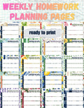 Undated Weekly Homework Planner Notepad: 20 Designs (Instant Download)