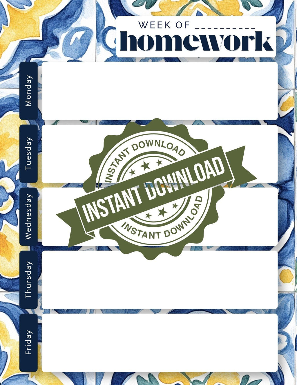 BUNDLE: Weekly Homework Undated Notepad | Back to School Organization | Classic Floral, Gingham, Stripes