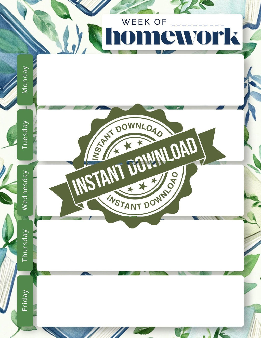 BUNDLE: Weekly Homework Undated Notepad | Back to School Organization | Classic Floral, Gingham, Stripes
