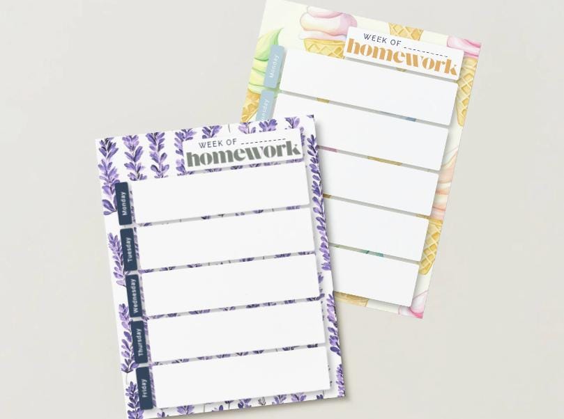 Pastel Lavender Weekly Homework Planner | Minimalist Purple Study Tracker (Digital Download)