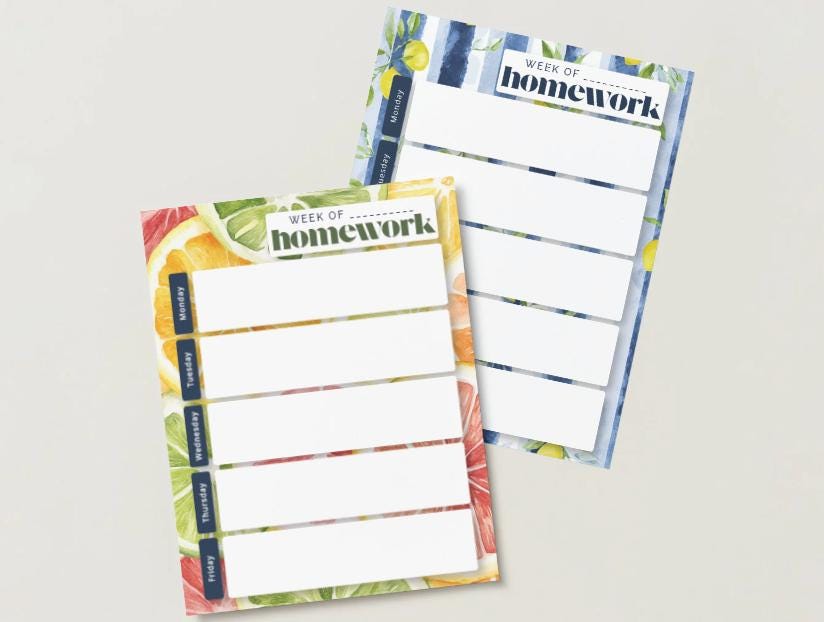 Citrus Weekly Homework Planner | Fruity Fresh Student Study Tracker (PDF Download)