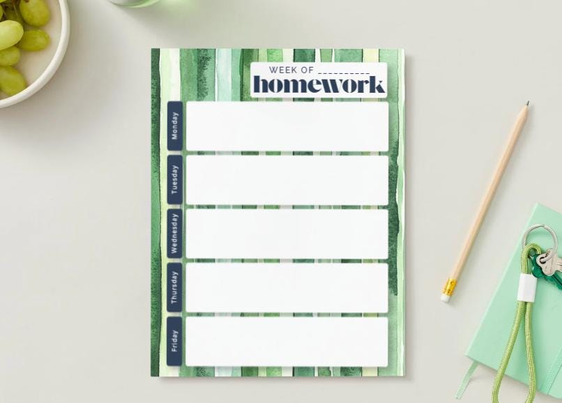 Green Stripes Weekly Homework Planner | Preppy Student Study Tracker (Digital Download)