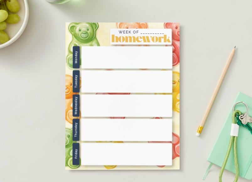 Gummy Bear Weekly Homework Planner | Y2K Candy Student Agenda (Digital Download)
