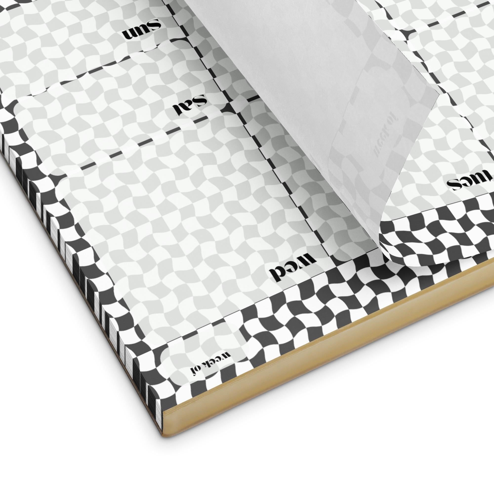 Wavy Black and White Checkered Weekly Undated Notepad