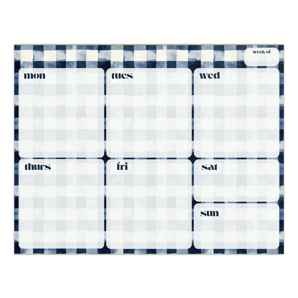 Dark Navy Gingham Undated Weekly Planner
