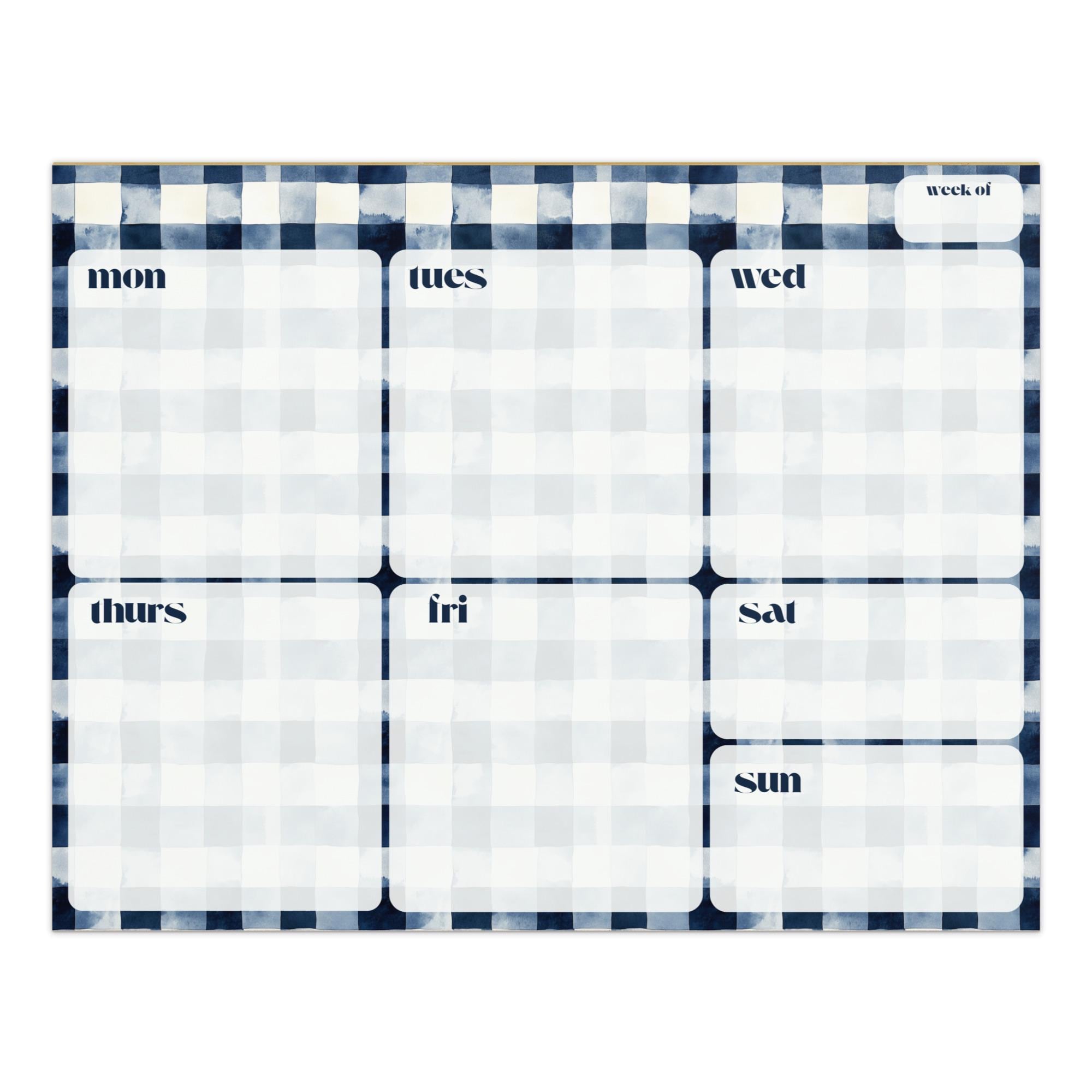 Dark Navy Gingham Undated Weekly Planner