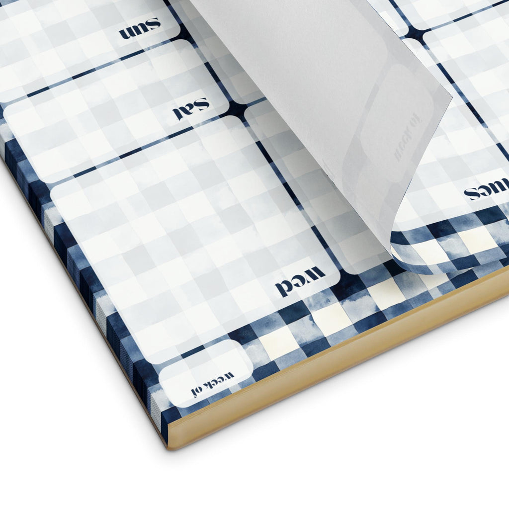Dark Navy Gingham Undated Weekly Planner