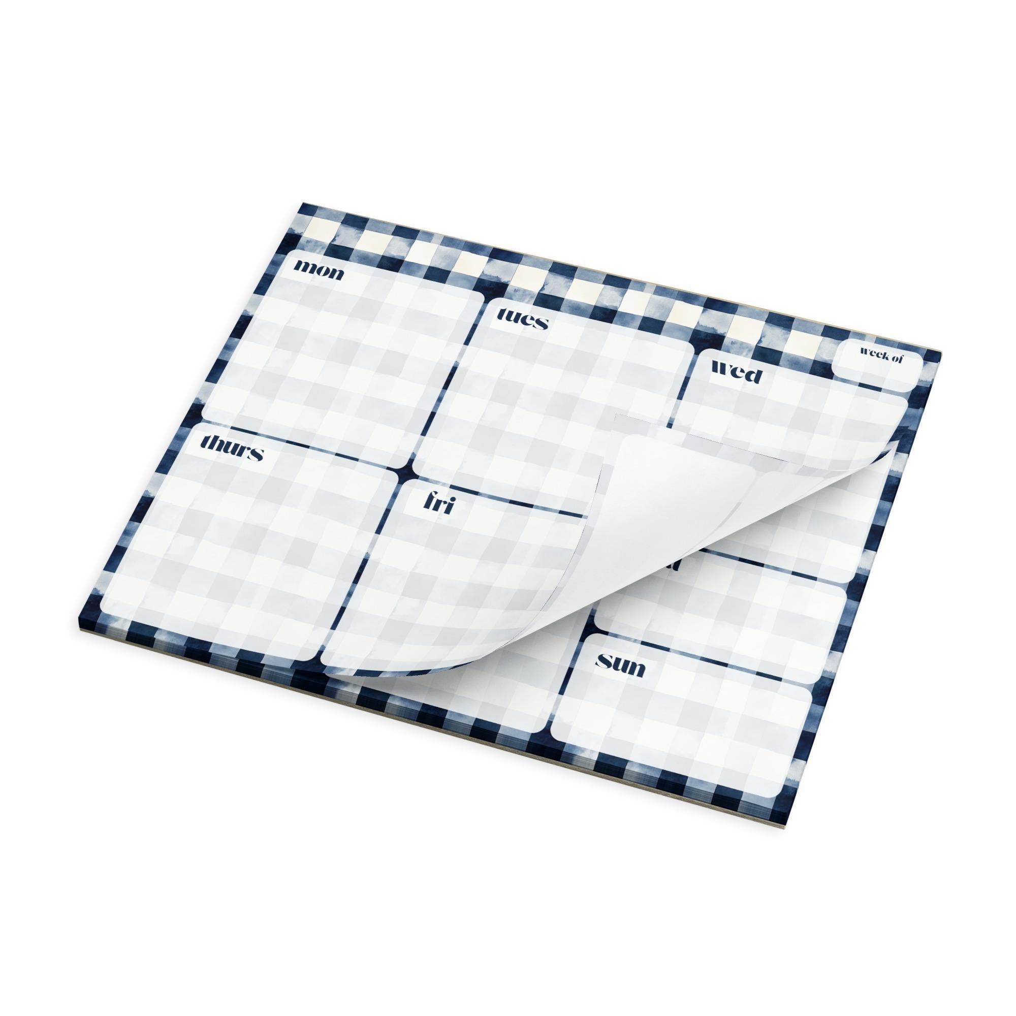 Dark Navy Gingham Undated Weekly Planner