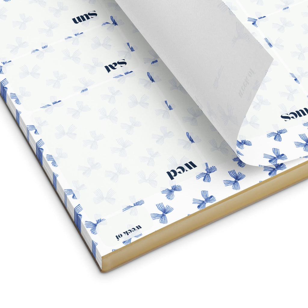 Blue and White Bows Undated Weekly Planner Notepad