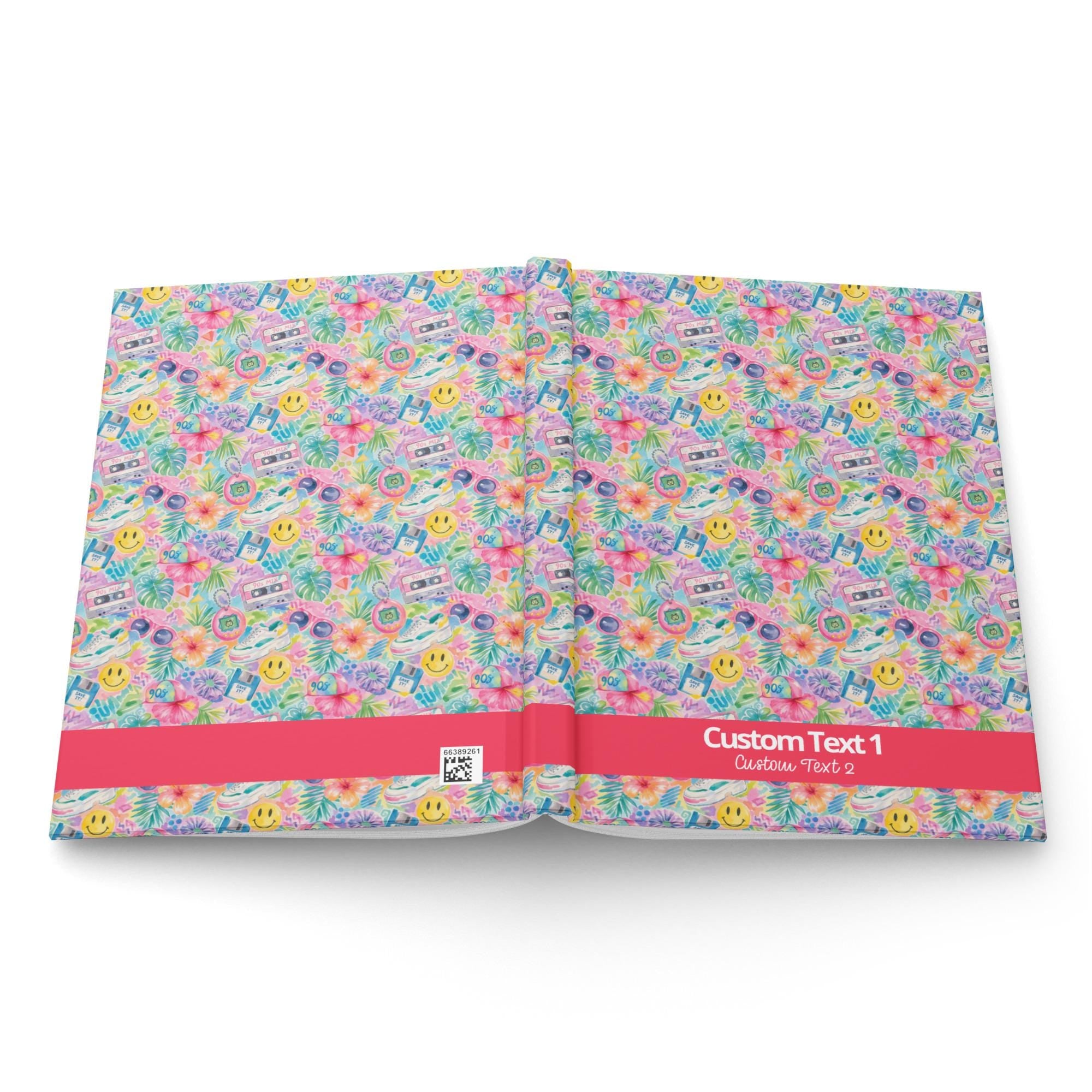 Custom 90s Neon Hardcover Journal | Lined Tear Out Pages | CUSTOMIZE