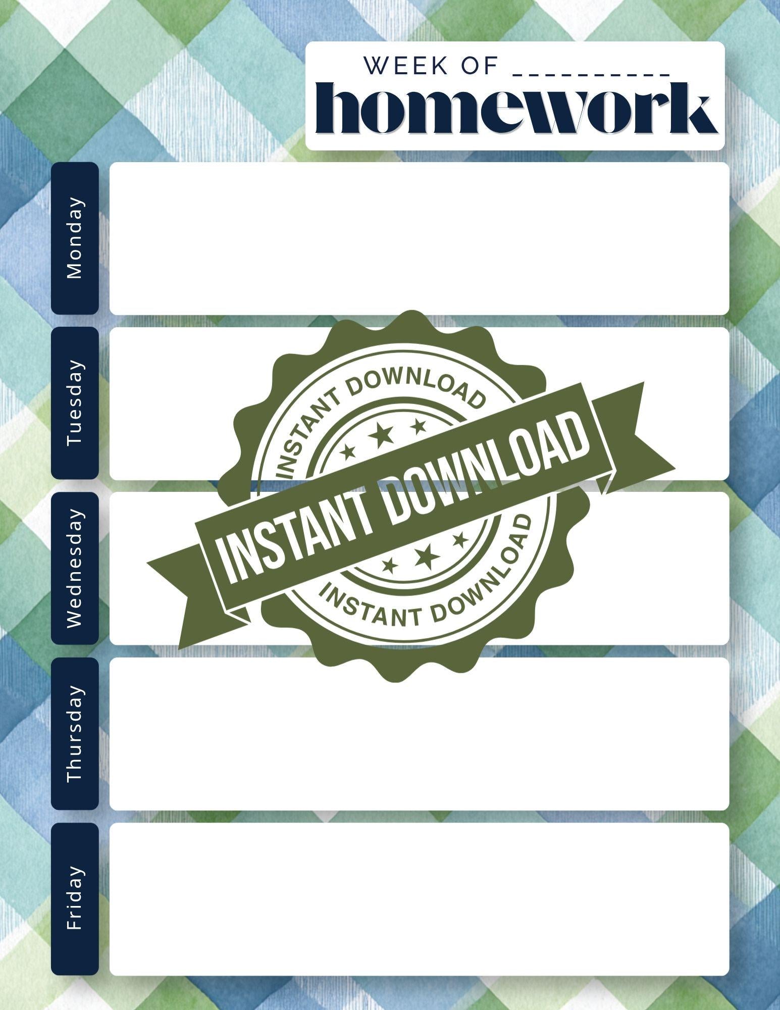 BUNDLE: Weekly Homework Undated Notepad | Back to School Organization | Classic Floral, Gingham, Stripes