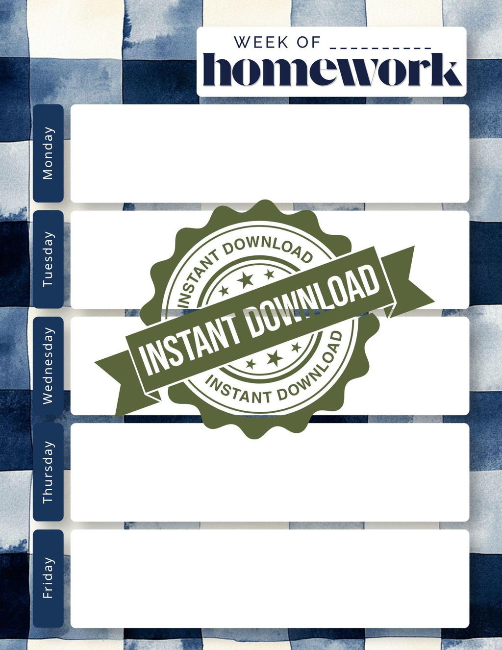 BUNDLE: Weekly Homework Undated Notepad | Back to School Organization | Classic Floral, Gingham, Stripes