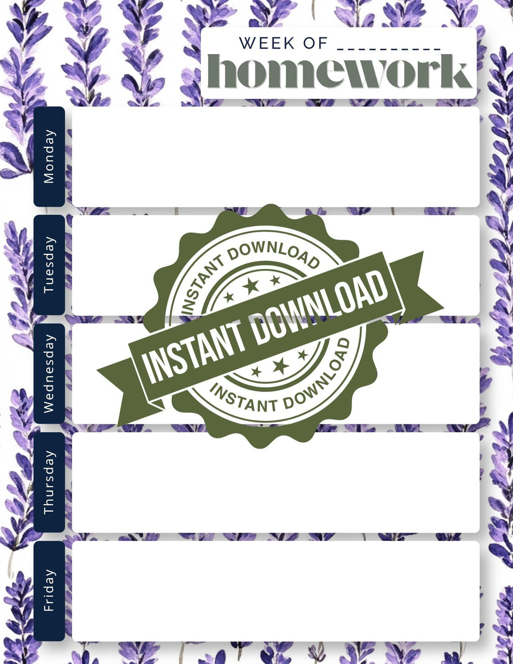 BUNDLE: Weekly Homework Undated Notepad | Back to School Organization | Classic Floral, Gingham, Stripes