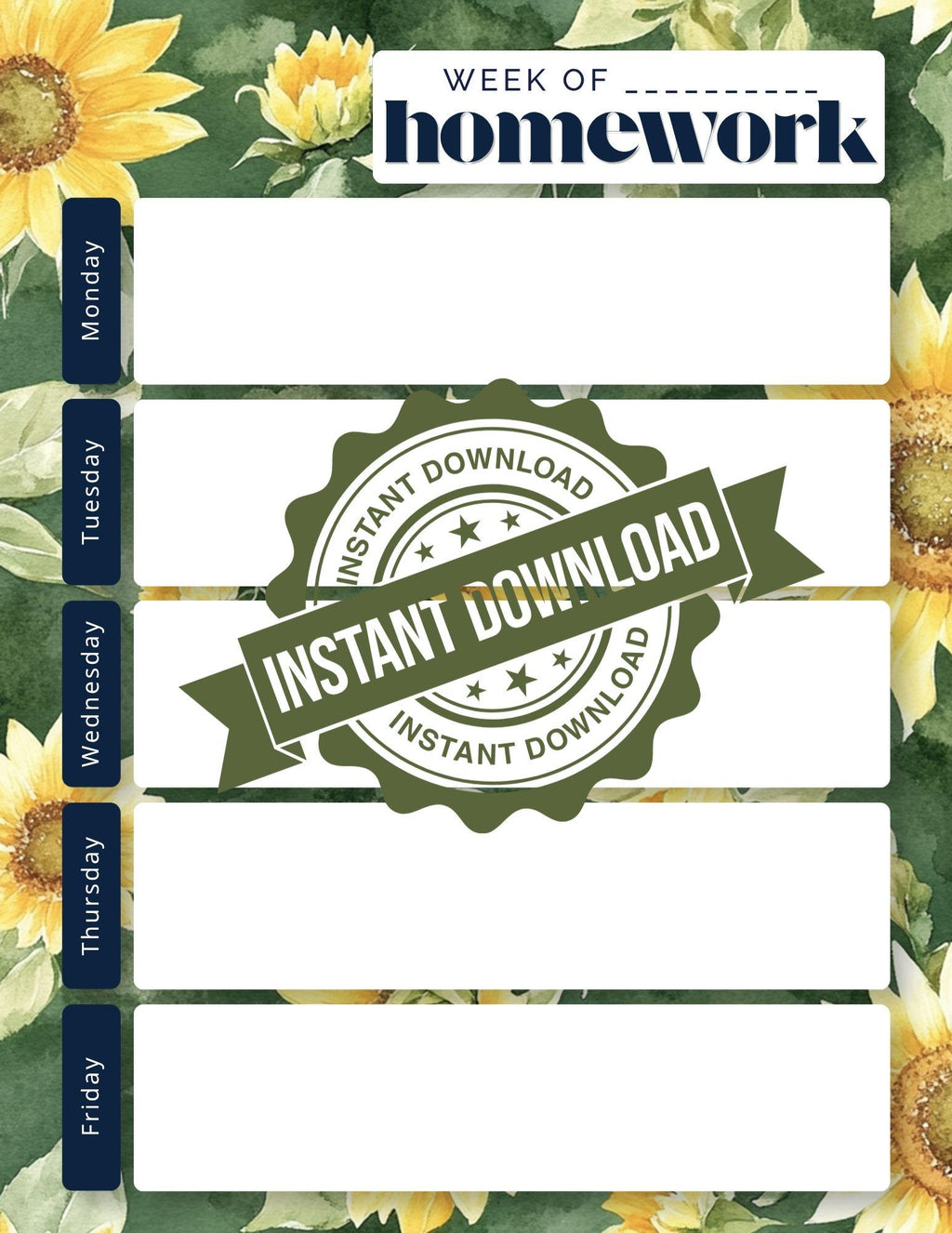 BUNDLE: Weekly Homework Undated Notepad | Back to School Organization | Classic Floral, Gingham, Stripes