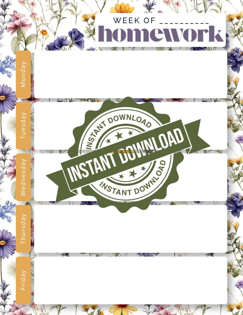 BUNDLE: Weekly Homework Undated Notepad | Back to School Organization | Classic Floral, Gingham, Stripes