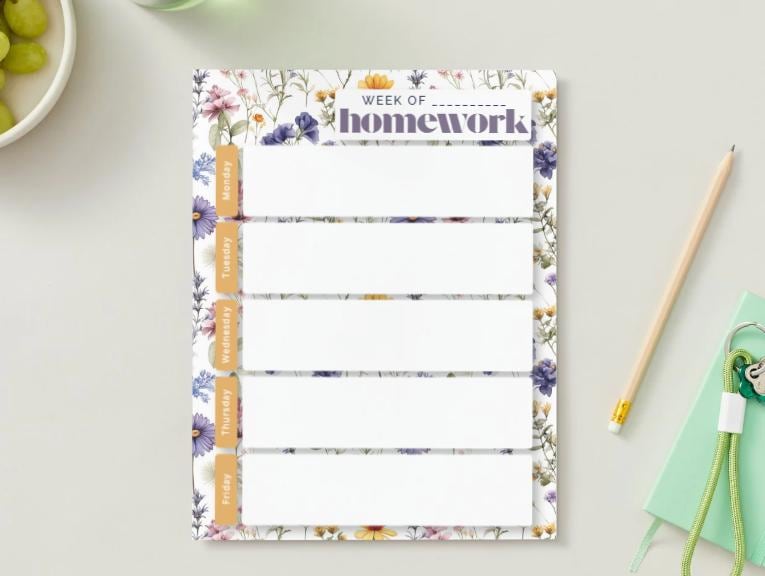 Botanical Wildflowers Weekly Homework Planner | Floral Student Agenda (PDF Printable)