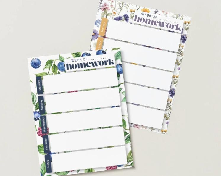 Botanical Wildflowers Weekly Homework Planner | Floral Student Agenda (PDF Printable)