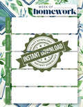 Floral Books Weekly Homework Planner | Dark Academia Literary Study Tracker (PDF Download)