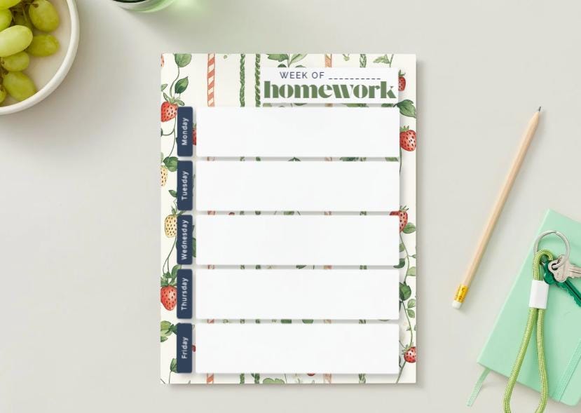 Strawberry Weekly Homework Planner | Sweet Berry Student Agenda (Digital Download)