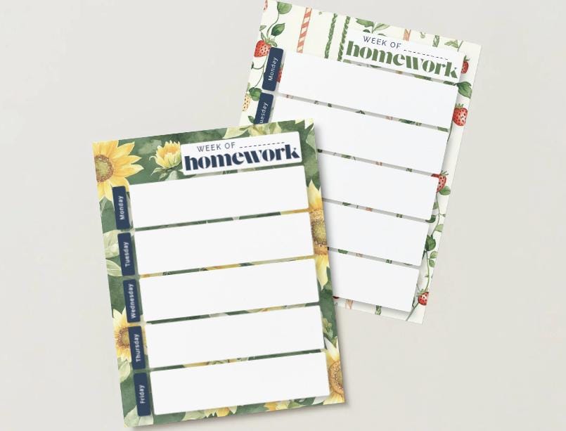 Strawberry Weekly Homework Planner | Sweet Berry Student Agenda (Digital Download)