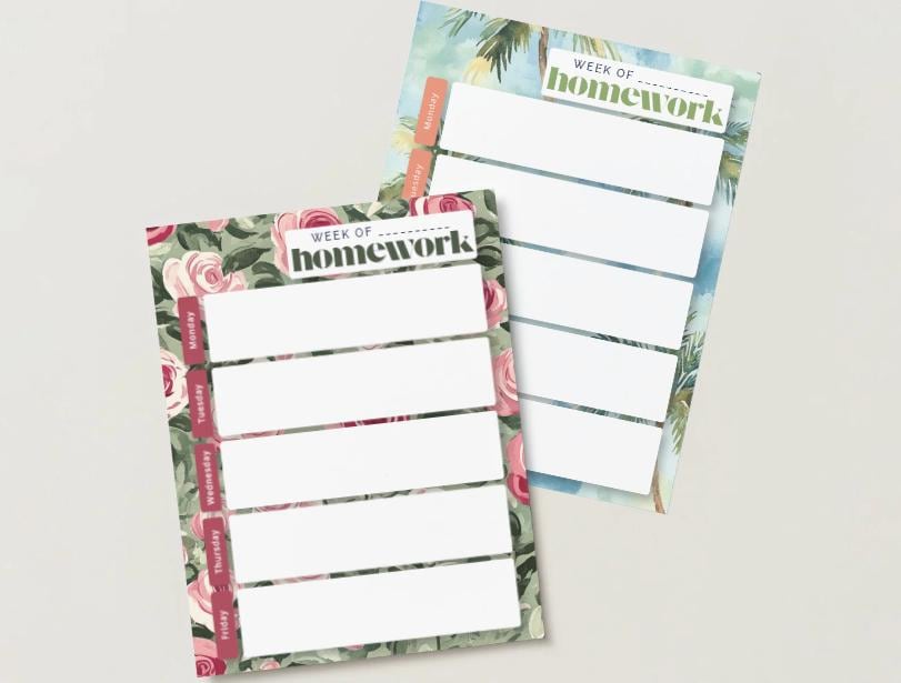 Floral Weekly Homework Planner | Shabby Chic Student Agenda (Digital Download)
