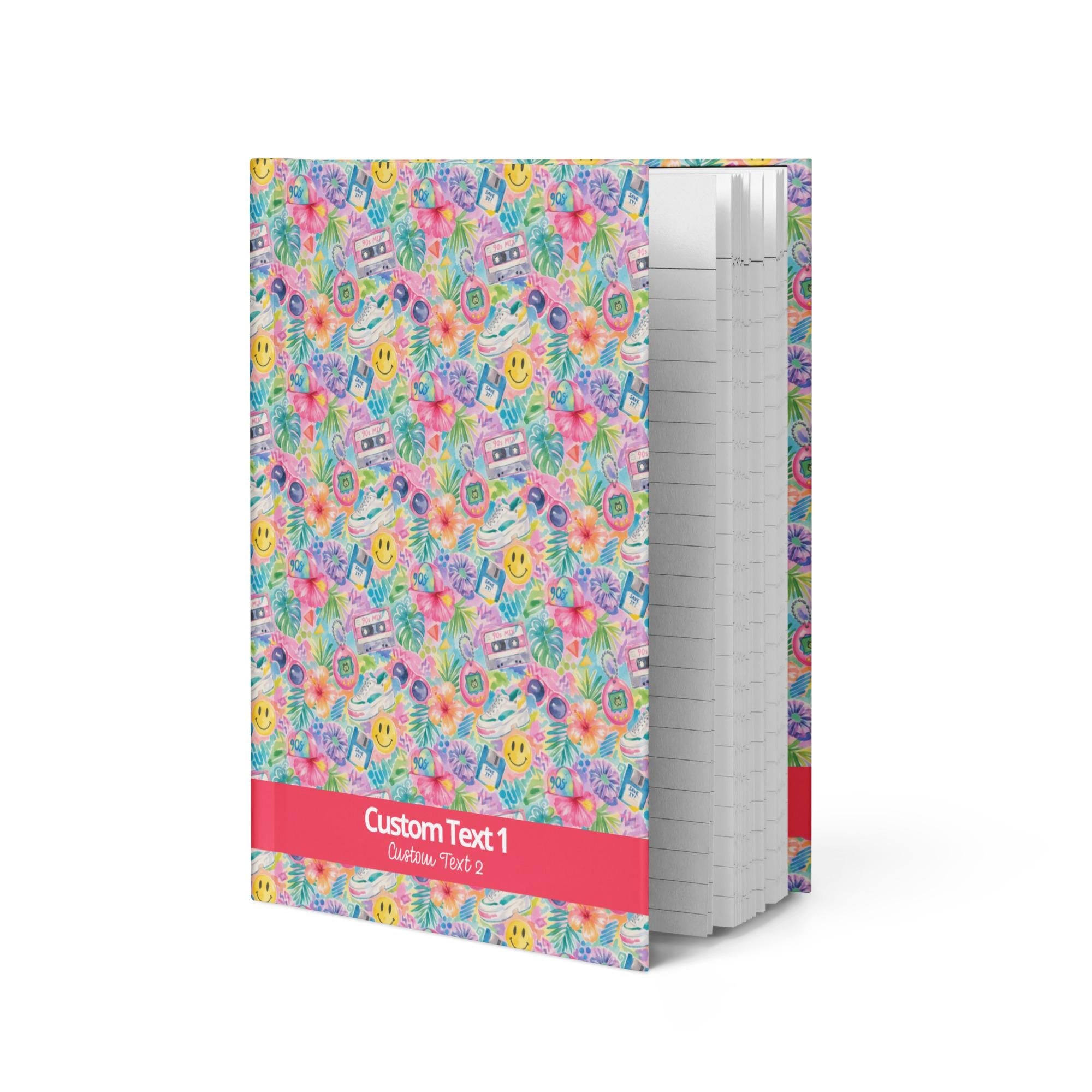 Custom 90s Neon Hardcover Journal | Lined Tear Out Pages | CUSTOMIZE